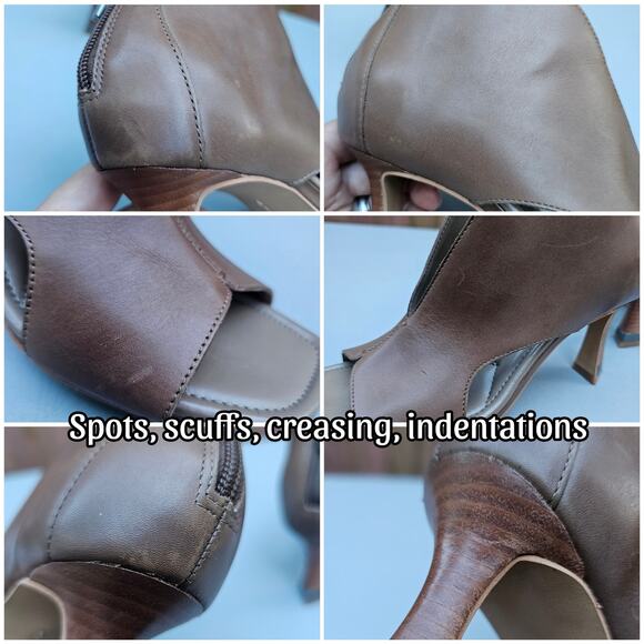 Square Toe Ankle Bootie Brown Leather Vince Camuto Jesilia Split Vamp Size 7.5 - Picture 8 of 12